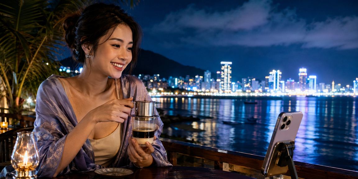 Không gian cà phê Vũng Tàu minh họa người dùng kiểm tra bảo mật tài khoản
